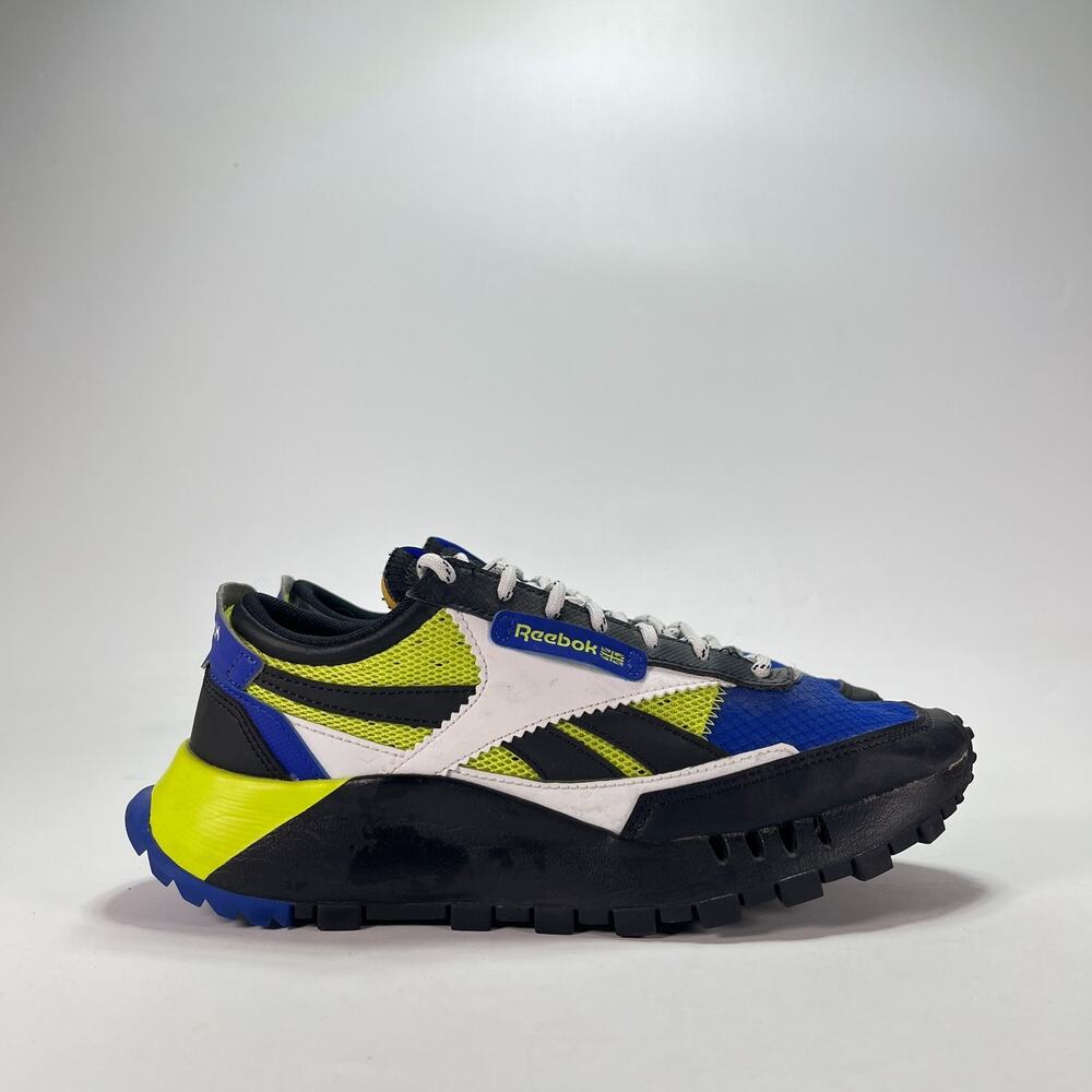 Reebok Classic Leather Legacy Blue White Yellow Retro Sneakers Shoes Youth Sz 5